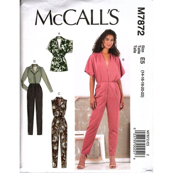 McCall's M7872 Misses 14 to 22 Jumpsuit and Rompers Uncut Sewing Pattern - Picture 1 of 2